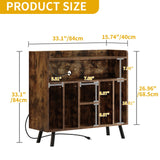 DWVO Large Record Player Stand, Turntable with Power Outlets & LED Lights, Vinyl Record Player Table with Album Storage, Turntable Stand with Record Storage Shelf for Living Room, Brown DWVO