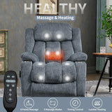 Trustyue Power Lift Chair with Full-Body Massage and Heat, Electric Recliner Chairs for Adults, Remote Control, Standing Assistance, USB Ports, Stainless Steel Cup Holders, Chenille Blue Trustyue