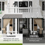 ASJMR 10x14FT Gazebo, Hardtop Wall Mounted Gazebo with Sloping Sun Panel Roof, Awnings for Patio with Metal Frame, Double Curtains for Garden, Lawn, Backyard Deck, Sand ASJMR