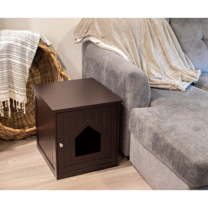 BirdRock Home Decorative Cat House & Side Table | Cat Home Covered Nightstand | Indoor Pet Crate | Litter Box Enclosure | Hooded Hidden Pet Box | Cats Furniture Cabinet | Kitty Washroom