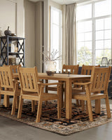 YEFU HIPS Patio Table Set: 7 Piece Outdoor Table and Chairs Dining Furniture Set with Umbrella Hole - Teak Modern Plastic Dining Sets 6 Person for Outside Deck with Metal Aluminum Frame YEFU