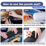 Jigsaw Puzzle Mat Roll Up Fits 2000 1500 1000 Pieces Puzzles, Large Pad Table Non-Slip Board Saver Mats Portable Organizer, 41" x 29" + Inflatable Tube, 3 Straps, Keeper Storage Bag, Adults Kids Gifts Genovega