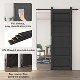 JUBEST 30" x 84" Barn Door, Slding Barn Door Kit Wave Shape Barn Door Panel with Hardware Kit Include, Easy Installation, MDF Board & PVC Covered, Black JUBEST