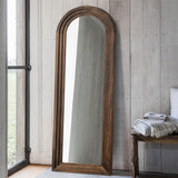 KIAYACI Arched Floor Mirror Wood Frame Wall Mounted Mirror Distressed Style Wide Frame Dressing Make Up Mirror for Bathroom/Bedroom/Living Room/Dining Room/Entry/Farmhouse (Coffee, 64" x 21") KIAYACI