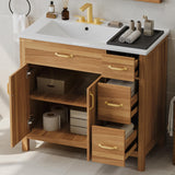 ENSHUI 36" Bathroom Vanity with Sink, 36 inch Bathroom Vanity with Ample Storage, Modern Solid Wood Cabinet with Soft-Close Doors, Easy Assembly, 36 Wood ENSHUI