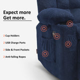 MCombo 57" Power Loveseat Recliner, Electric Reclining Loveseat Sofa with Heat and Vibration, Cupholders, USB Charge Ports for Living Room RS6314 (Navy Blue) MCombo