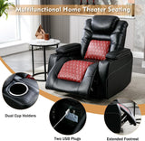 ANJ Power Recliner Chair with Adjustable Powered Headrest Set of 3,Electric Faux Leather Home Theater Seating Overstuffed Reclining Furniture & USB Ports, Cup Holders, Hidden Arm Storage (Black/Red) ANJ