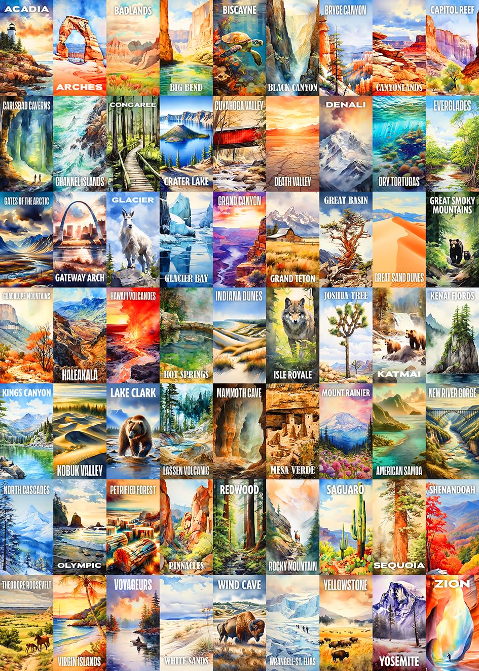 Trekking The National Parks Puzzles for Adults 1000 Pieces - Jigsaw Puzzle with No False Fits - Includes Custom Artwork for All 63 National Parks - Designed by and Made for National Park Enthusiasts Underdog Games