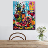 Happy Red Wine Party Paint by Numbers Kits for Adults Beginner Tropical Fruits Oil Paintwork Graffitic Pop Art Digital Pictures 16"W x 20"H inch Modern Home Decor Boho Gift Art Craft (Frameless) TUMOVO