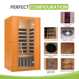 Real Relax Near Zero EMF Canadian Hemlock Wood 9 Chromo Therapy Lights, Oxygen Lonizer, Bluetooth Speakers for Home Spa Days Sauna Room, 1-2 Persons Real Relax