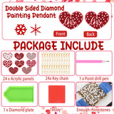 Outus 24 Pcs Valentine's Day Diamond Painting Keychains 5D Heart Shaped Double Sided Diamond Key Chain Kit Pendant Crafts Making for Valentine's Day Wedding Outus