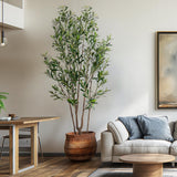 Erimda 7FT Artificial Olive Tree Tall Faux Silk Plant Tall Faux Olive Tree with Natural Wood Trunk & Lifelike Fruits Fake Potted Tree or Home Office Decor erimda