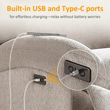 VANOMi Power Recliner Chair with USB & Type-C Charging, 270° Swivel Glider Rocker, Electric Nursery Recliner for Living Room, Bedroom, and Office, Light Gray VANOMi