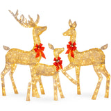 Best Choice Products 3-Piece Large Lighted Christmas Deer Family Set 5Ft Outdoor Yard Decoration with 360 LED Lights, Stakes, Zip Ties - Gold Best Choice Products