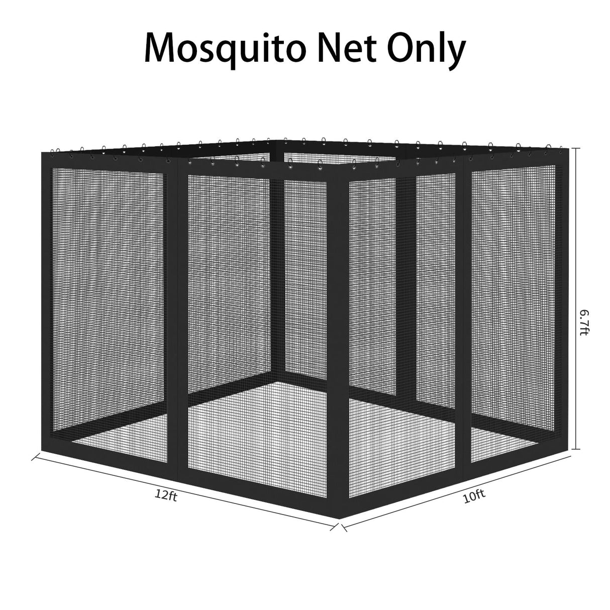 Gazebo Universal Replacement Mosquito Netting, 10' x 12' Outdoor Mesh Netting Screen 4-Panel Sidewall with Zipper for Patio Canopy Garden Porch Pergolas and Backyard, Black(Mosquito Net Only) aonear