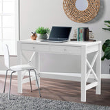 ChooChoo Computer Desk Study for Home Office, Modern Simple 40 Inches White Desk with Drawers, Makeup Vanity Console Table ChooChoo
