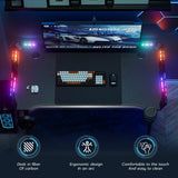 WEMUZVIU Gaming Desk with LED Lights - Ergonomic RGB Gaming Computer Table, 55 inch Carbon Fiber Surface Computer Desk PC Workstation with Cup Holder & Headphone Hook WEMUZVIU