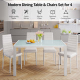 Gizoon 5 Piece Glass Dining Table Set, Kitchen and Chairs for 4, PU Leather Modern Room Sets for Home, Kitchen, Living Room Gizoon