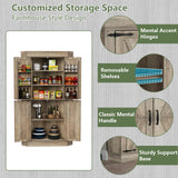 Gyfimoie Corner Cabinet,Kitchen Pantry Storage Cabinet,Freestanding Buffet Cabinet with 4 Doors and Shelves,Tall Food Pantry Cabinet Farmhouse Furniture with Side Rack for Kitchen Dining Room(Retro) Gyfimoie