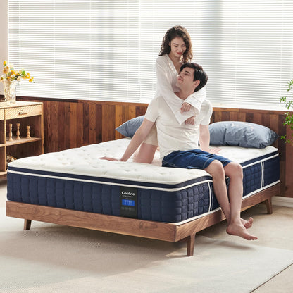 Coolvie Twin XL Mattress 12 Inch, Medium Firm XL Twin Mattress in a Box, Hybrid Individual Pocket Springs with Memory Foam, Cooler Sleep with Pressure Relief and Support