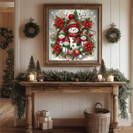 Christmas Diamond Art Kits for Adults, Christmas Diamond Painting Kits for Adults 5D DIY Full Drill Diamond Dots for Gift Wall Decor and Relaxation Gem Arts Snowman 12x16 inch Eiazuiks