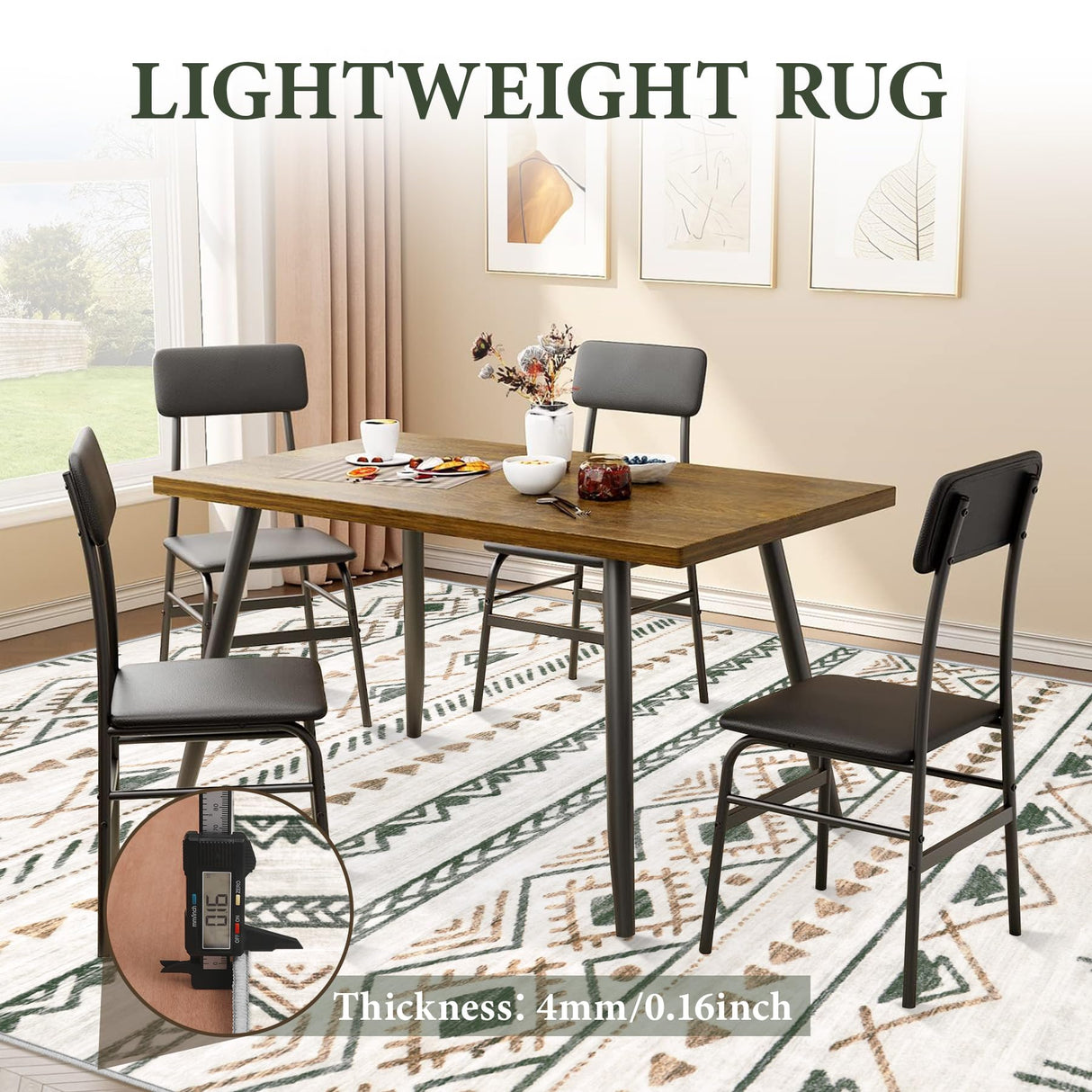 Area Rug for Living Room 9x12: Large Washable Boho Moroccan Rugs Geometric Neutral Rug, Non-Slip Foldable Morden Farmhouse Indoor Floor Carpet for Bedroom Dining Table Home(Brown Green,9'x12') Aoyaomi