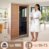 Infrared Sauna, Home Sauna 1 Person, Low EMF Sauna Wood Indoor, Far Infrared Sauna, Canadian Hemlock, 10 Min Warm-up, Left Side, 1050W SALUSHEAT