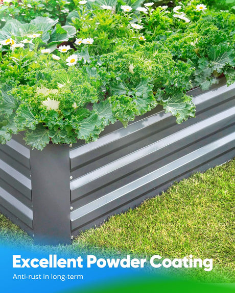 Quictent Galvanized Raised Garden Bed with Crop Cage Plant Protection Net Tent and Shade Cloth Kit Metal Planter Box Bottomless Planting Vegetables Outdoor Backyard Included T Tags Wing Nuts 8x4x1 Ft Quictent