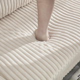 KEIKI 114" U-Shaped Oversized Modular Velvet Sectional Sofa with 2 Chaise Lounge, Modern Style Upholstered 4-Seater Couch with Soft Seat Cushions, Easy Assembly, for Apartment, Living Room, Beige KEIKI