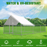 NUGRIART Large Metal Chicken Coop Walk-in Poultry Cage with Water-Resident and Anti-UV Cover Duck Rabbit Cat House Outdoor Chicken Run Pen with Spire Shaped Cage NUGRIART