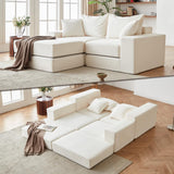 Modular Sectional Loveseat Cloud Sofa, Boneless Couch with Non Slip Base, Modern Sleeper Sofa for Customizable Living Spaces, Cozy Modular Couch with L-Shape Chaise, Deep Seat & No Assembly, Beige CozyMine
