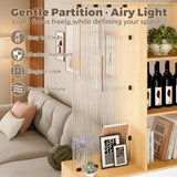 Freestanding Room Divider Cabinet with Storage, Glass & Wooden Book Shelf, Adjustable Shelves Shoe Storage Organizer for Entryway, Living Room, Dining Room, Partition Screen Privacy Wall Divider Kikihouse