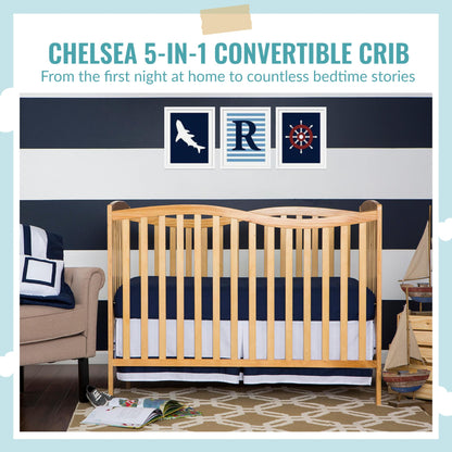 Dream On Me Chelsea 5-In-1 Convertible Crib In Natural, JPMA Certified