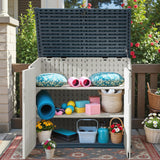 Greesum Outdoor Resin Storage Shed, 34 Cu.ft Horizontal Outdoor Storage Box Waterproof for Garden, Pool Storage, White Greesum