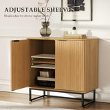 MoomJiee Fluted Storage Cabinet,Wood Sideboard Buffet Cabinet with Adjustable Shelves,Multifunctional Console Table with Storage Credenza Accent Cabinet for Living Room, Dining Room, Hallway MoomJiee