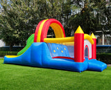 HuaKastro 16x7.2FT Inflatable Bounce House with 2 Racing Slides & Large Climbing Wall, 3 in 1 Kids Inflatable Trampoline Rainbow Jumping Castle Kids Backyard Playgrounds - with Air Blower HuaKastro