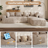 DAMAIFROM Oversized L Shape Sectional Sofa with Chaise, 134" W L-Shaped Sectional Couches with 63" D x 40" W Chaise Lounge Boneless Chenille Sofas for Large Living Room, Camel DAMAIFROM