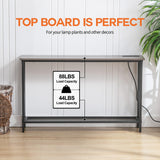 Forevich Console Table Sofa Entryway Couch Table with USB Power Outlet for Living Room Hallway Mesh Shelf 47 Inch Grey Oak Forevich