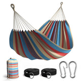 Sorbus® Brazilian Double Hammock - Extra-Long Two Person Portable Hammock Bed for Indoor or Outdoor Spaces - Hanging Rope, Carrying Pouch Included (Blue/Sand/Purple/Red Stripes) Sorbus