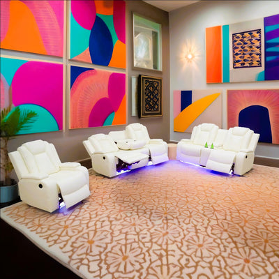 FUOROLA Max Power Recliner Living Room Set with LED for Living Room, Dormitory, Guest House, Playroom, Airbnb,Apartment