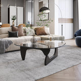 EASYSOUL Modern Glass Coffee Table, 32.68" D x 22.44" W x 15.75" H, Abstract Round Tea Tables for Living Room Home Office Industrial Cocktail Tables (Black-Clear Glass, 32.68") EASYSOUL