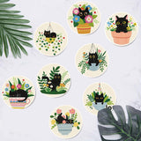 Clendo 8 Pcs Black DIY 5D Small Diamond Painting Coasters Kit with Holder, Flowers DIY Coasters, Arts and Crafts for Adults Clendo