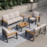Aluminum Outdoor Patio Furniture Set, 7 Seats Outdoor Sectional with Coffee Table, Patio Conversation Sets with Upgraded Armrests and Cushions for Backyard, Garden and Poolside Aoxun