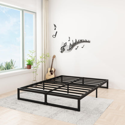 Lutown-Teen 12 Inch California King Bed Frames No Box Spring Needed Heavy Duty Metal Cal King Platform for Mattress Foundation, Noise Free, Easy Assembly, Black