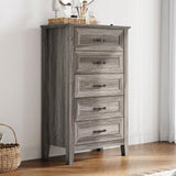 LINSY HOME Farmhouse 5-Drawer Dresser - Grey Chest of Drawers for Bedroom and Living Room Organization, Wood Dresser with Ample Storage Space and Rustic Charm LINSY HOME
