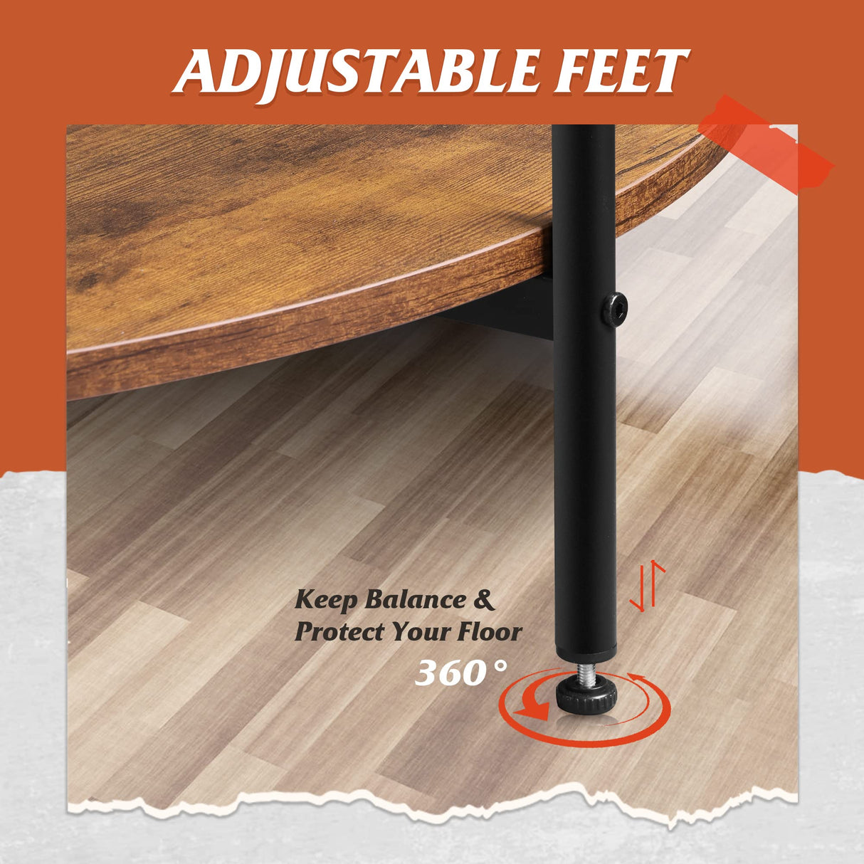 WLIVE Round Coffee Table, Rustic 2-Tier Circle Coffee Table with Open Storage Shelf, Industrial 32.6" Wood Round Center Table for Living Room, Bedroom, Home Office, Rustic Brown WLIVE