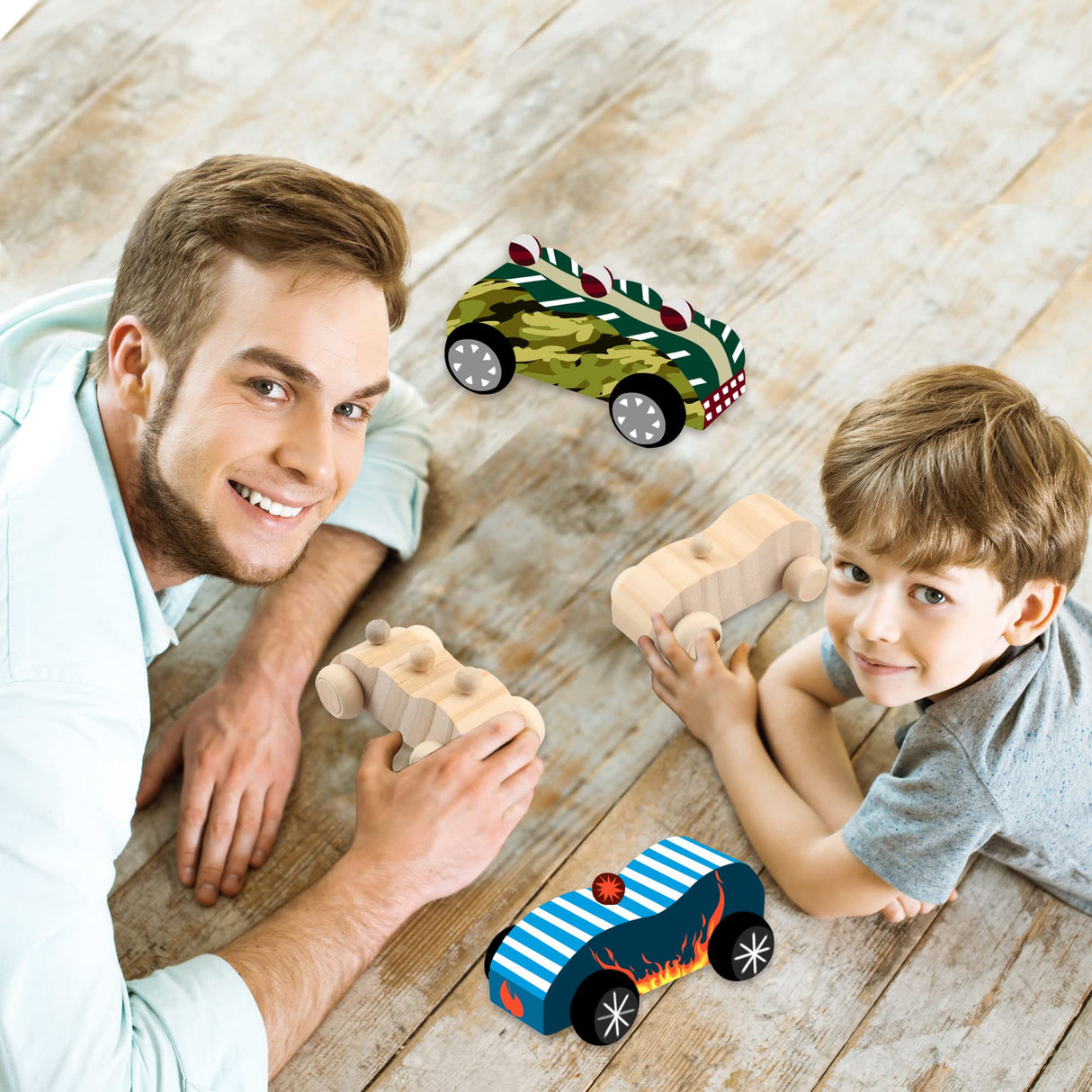 Haconba 30 Pcs Wooden DIY Car Toys Unfinished Wooden Cars Painted Mini Wooden Craft Cars for Students Home Activities DIY Crafts Projects Family Time Handicraft Haconba