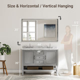 QueenFun 48 x 30 Silver Bathroom Mirror, Large Beveled Silver Bathroom Vanity Mirror, Shatterproof Silver Rectangle Mirror, Silver Metal Framed Mirror for Bathroom Wall, Anti-Rust(Vertical/Horizontal) QueenFun