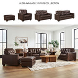 Signature Design by Ashley Santorine Transitional Tufted Leather Match Loveseat, Dark Brown Signature Design by Ashley