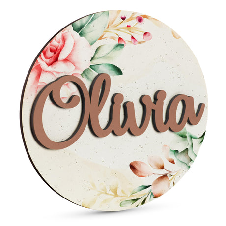 Personalized Round Wooden 3D Name Sign for Nursery Wall Decor, 5 Sizes, 5 Fonts Options, 3D Custom Round Nursery Name Sign, Personalized Baby Name Amazing Items